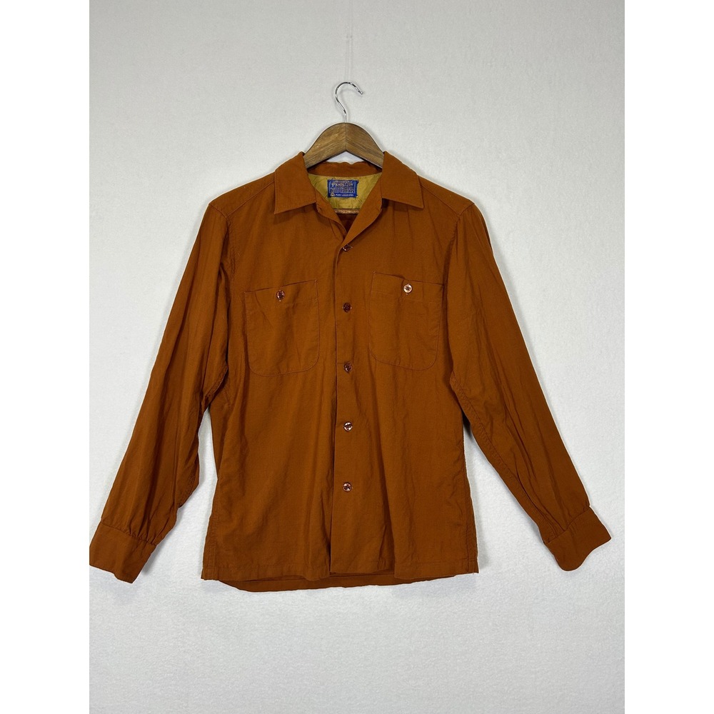 Vintage Pendleton Wool Board Shirt Mens Small Rust Orange Long Sleeve Button Up